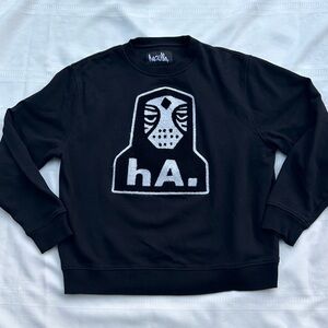 Haculla sweatshirt Ha Logo Face Crewneck Long Sleeve large white design black